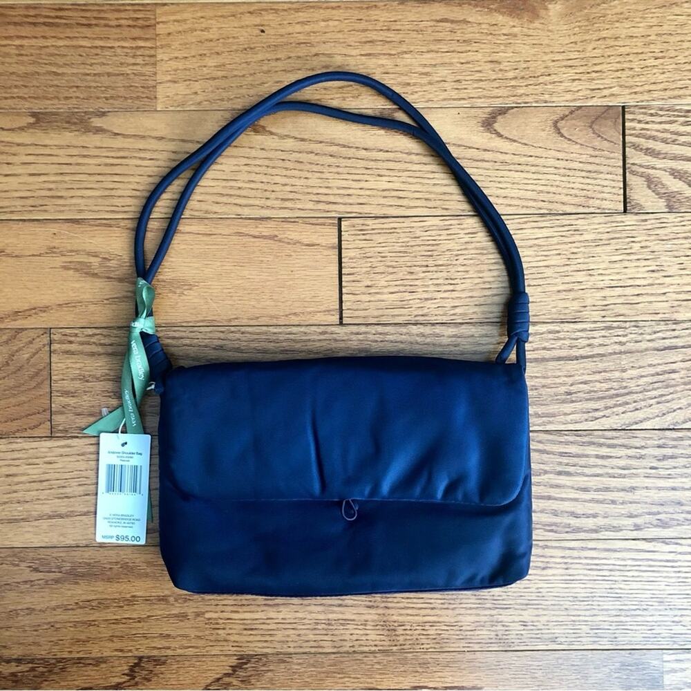 Vera Bradley Andover Shoulder Bag Peacoat Blue Paisley Print Interior Satin NWT - Picture 2 of 11